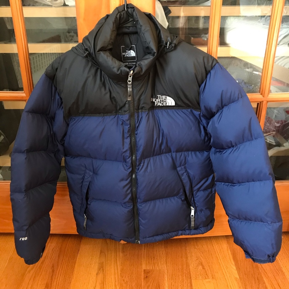 The North Face Blue and Black Puffy Down Puffer Jacket